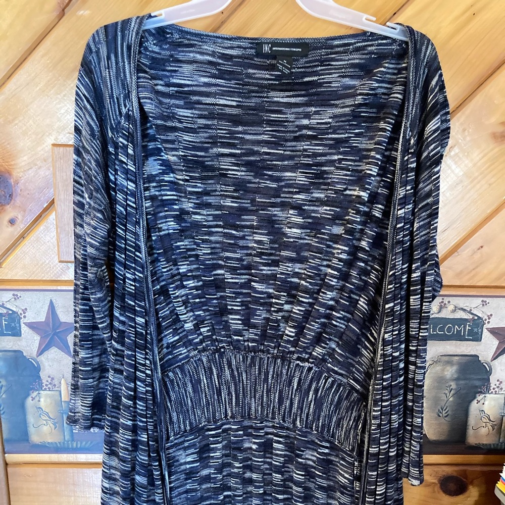 INC long blue cardigan